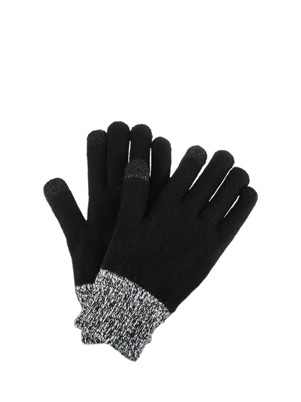 totes Men's Thermal Knitted Gloves with Fleece Lining, Black, Black