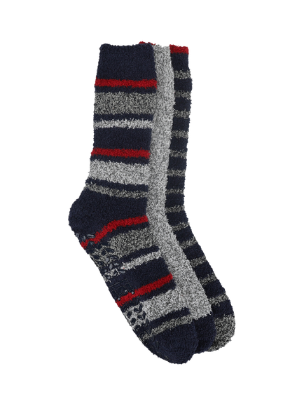 totes Men's Super Soft Cosy Slipper-Sox, Pack of 3, Navy/Multi, Navy/Multi