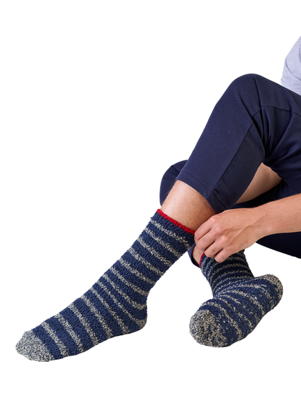totes Men's Super Soft Cosy Slipper-Sox, Pack of 3, Navy/Multi - view 2, Navy/Multi