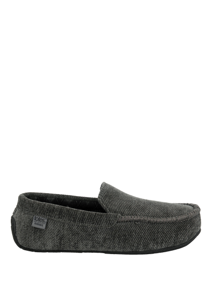 totes Men's Isotoner Soft Cord Moccasin Slippers, Grey