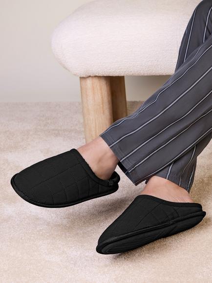 totes Isotoner Men's Quilted Mule Slippers - view 2, Black