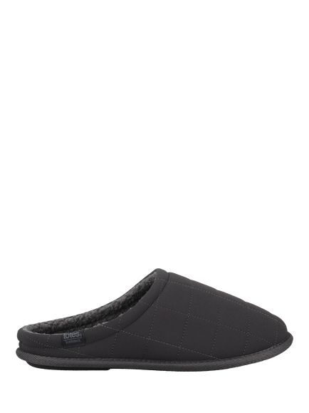 totes Isotoner Men's Quilted Mule Slippers, Charcoal