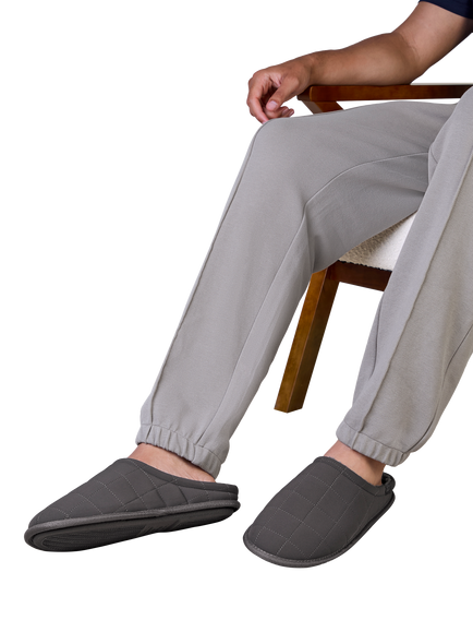 totes Isotoner Men's Quilted Mule Slippers - view 2, Charcoal