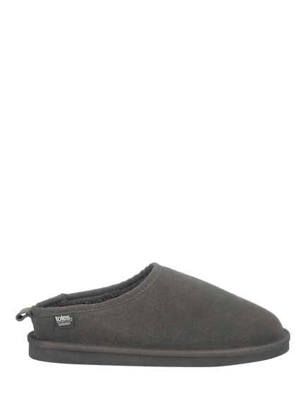 totes Men's Isotoner Mule Suede Slippers, Grey
