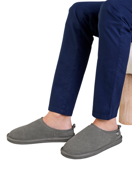 totes Men's Isotoner Mule Suede Slippers - view 2, Grey