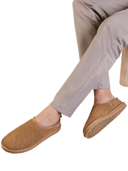 totes Men's Isotoner Mule Suede Slippers - view 2, Tan