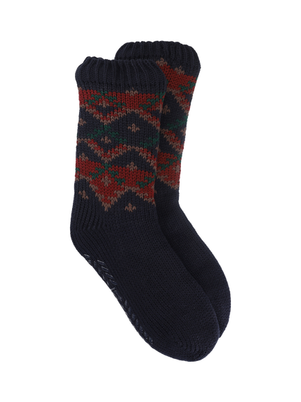 totes Fairisle Slipper Socks, One Size, Navy/Multi