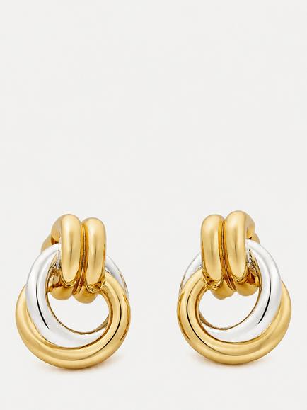 Jigsaw Mixed Metal Hoop Earrings, Multi, Multi