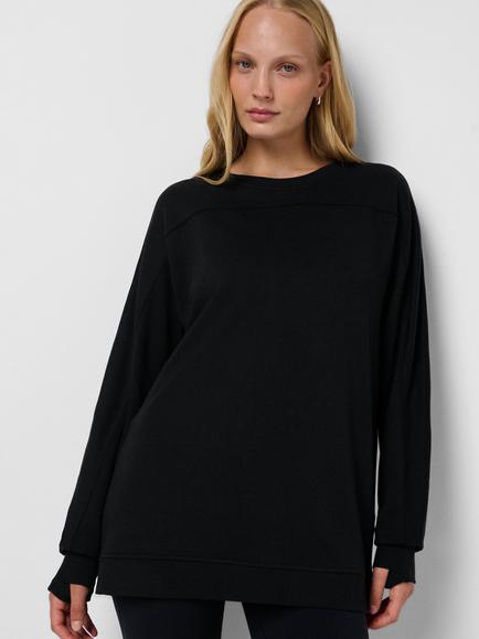 Sweaty Betty Boxy Fit Cotton Blend Sweatshirt, Black, Black