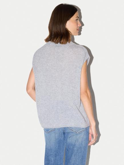 Jigsaw Cloud Cashmere Cap Sleeve Top, Grey Melange - view 2, Grey Melange