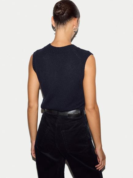 Jigsaw Cloud Cashmere V-Neck Tank Top, Navy - view 2, Navy