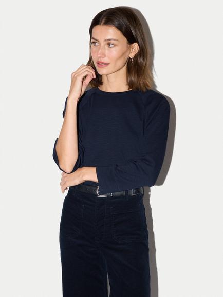 Jigsaw Cotton Luxe Raglan T-Shirt, Navy, Navy
