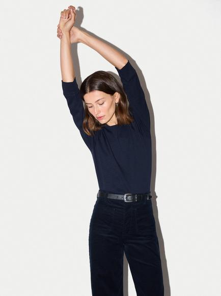 Jigsaw Cotton Luxe Raglan T-Shirt, Navy - view 2, Navy