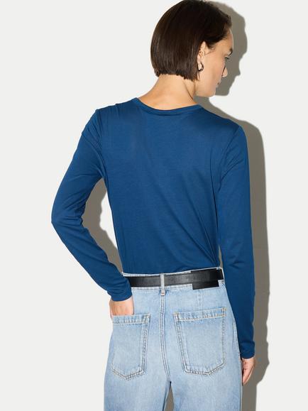 Jigsaw Supima Cotton Long Sleeve Jersey Top - view 2, Midnight