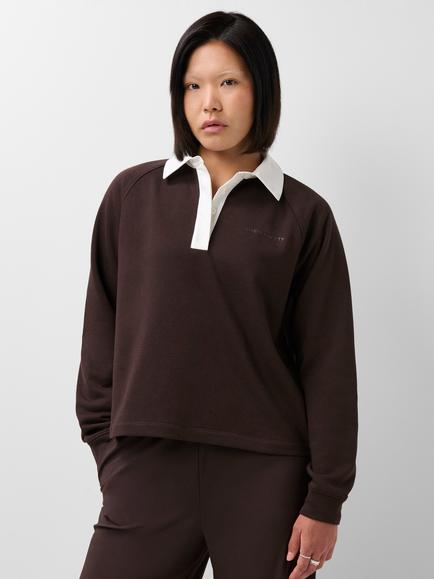 Sweaty Betty Cotton Rich Rugby Shirt, Espresso Brown, Espresso Brown