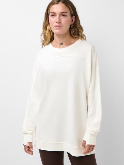 Sweaty Betty Boxy Fit Cotton Blend Sweatshirt, White, White