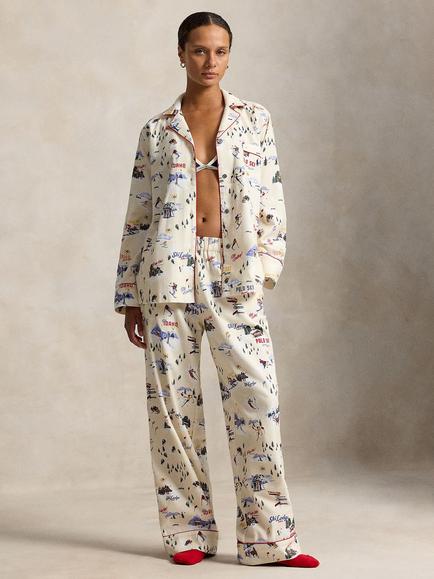 Ralph Lauren Madison Ski Slopes Flannel Pyjama Set, Multi, Multi