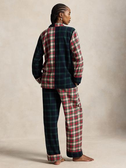 Ralph Lauren Madison Black Watch Flannel Pyjamas, Multi - view 2, Multi