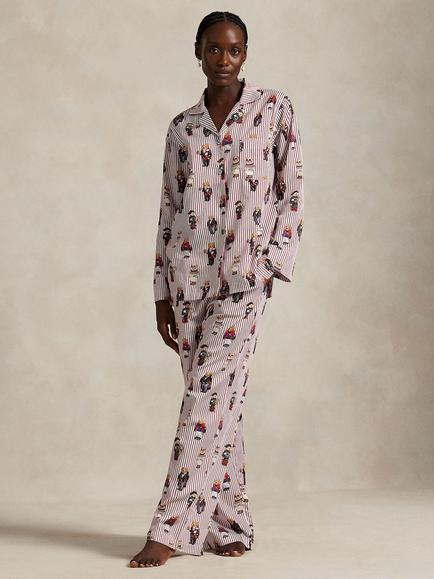 Ralph Lauren Madison All Over Bear Pyjama Set, Red/Multi, Red/Multi