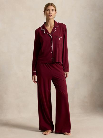 Ralph Lauren Essentials Long Pyjama Set, Zinfandel, Zinfandel