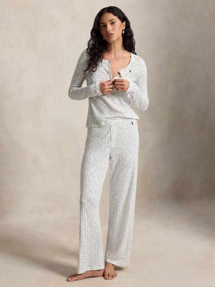 Ralph Lauren Henley Wide Leg Pyjama Set, Multi, Multi