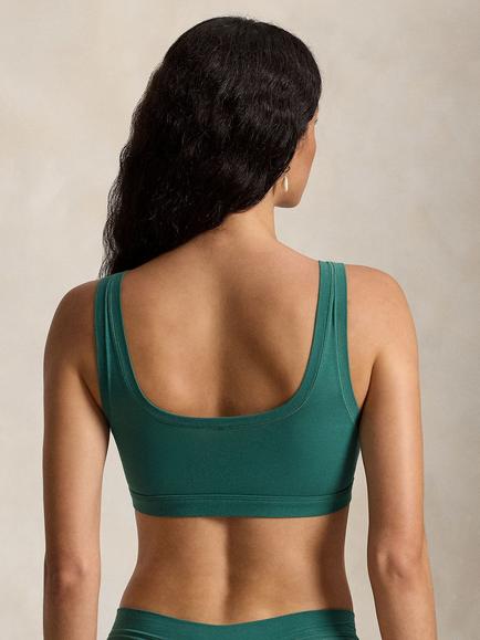 Ralph Lauren Club Cotton Bralette, Dark Clover - view 2, Dark Clover