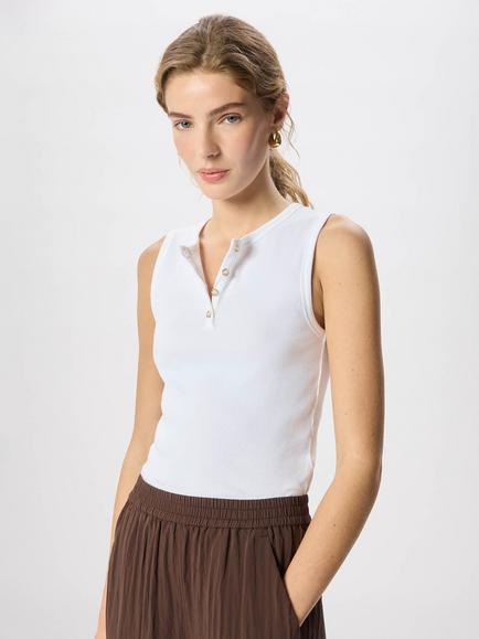 Whistles Henley Button Front Vest, White, White