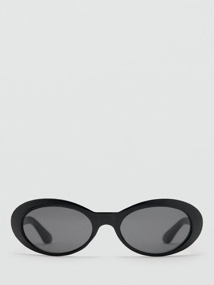 Mango Oval Statement Sunglasses, Black, Black