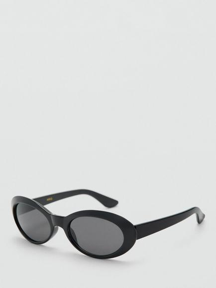 Mango Oval Statement Sunglasses, Black - view 2, Black