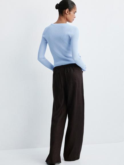 Mango Long Sleeve Frill Trim Cardigan, Sky Blue - view 2, Sky Blue