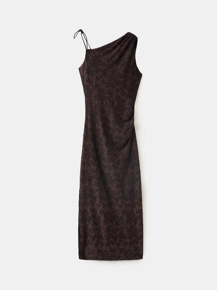 Mango Asymmetric One Shoulder Maxi Dress, Brown, Brown