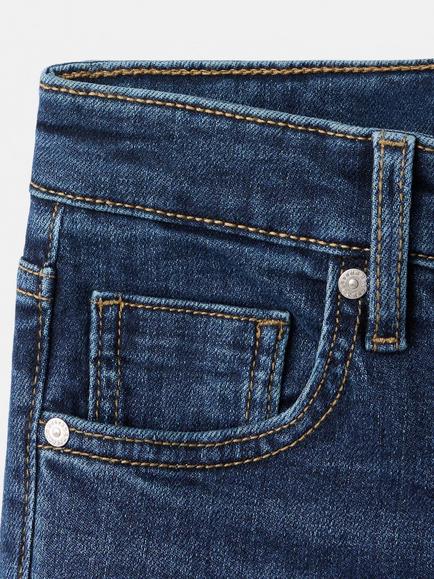 Mango Mid Rise Straight Leg Jeans, Dark Denim - view 2, Dark Denim