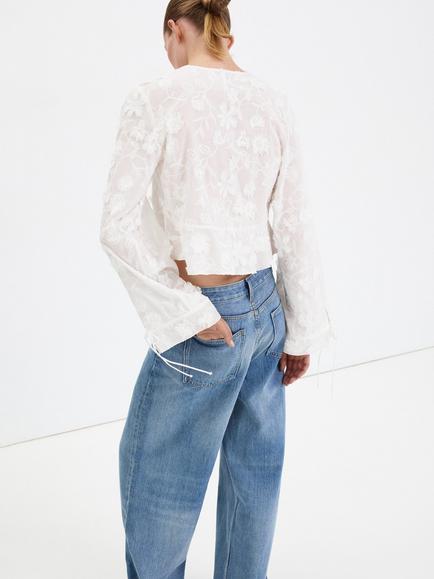 Mango Cotton Embroidered Blouse, White - view 2, White