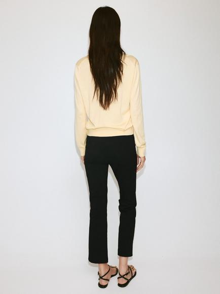 Mango Lucca Lightweight V-Neck Knit Jumper, Vanilla - view 2, Vanilla