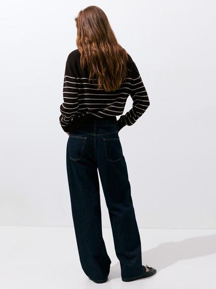 Mango Zip Neck Knit Sweater, Brown - view 2, Brown