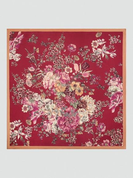Mango Marla Floral Print Square Scarf, Garnet, Garnet