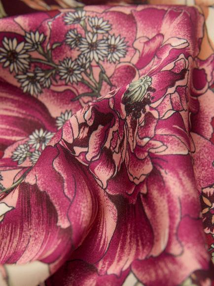 Mango Marla Floral Print Square Scarf, Garnet - view 2, Garnet