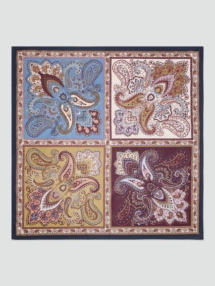 Mango Quarter Paisley Print Square Scarf, Garnet, Garnet