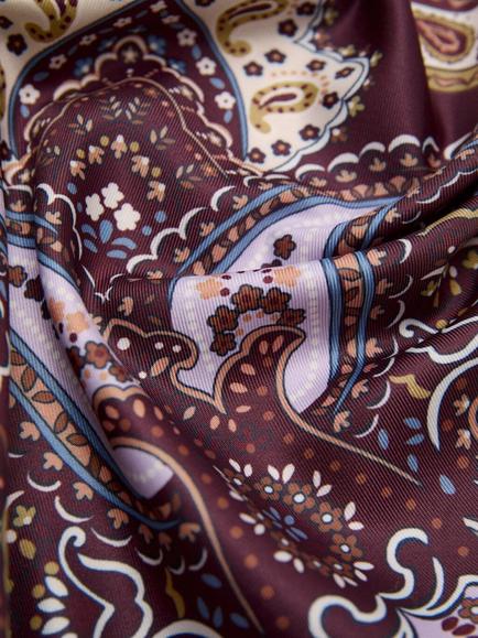 Mango Quarter Paisley Print Square Scarf, Garnet - view 2, Garnet