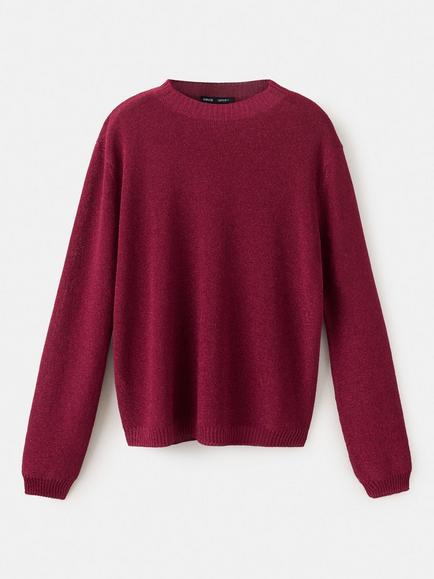 Mango Long Sleeve Crew Neck Knit Jumper, Strawberry, Strawberry