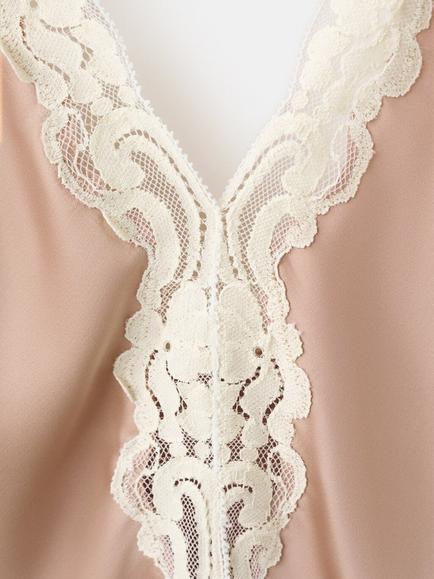 Mango Lace Trim Satin Effect Slip Camisole, Light Pink - view 2, Light Pink
