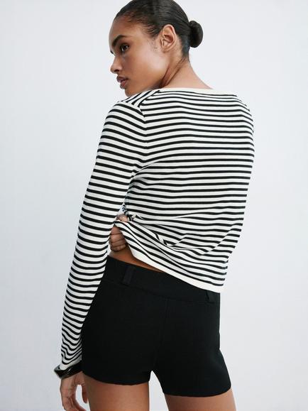 Mango Long Sleeve Crew Neck Knit Top, Raw - view 2, Raw