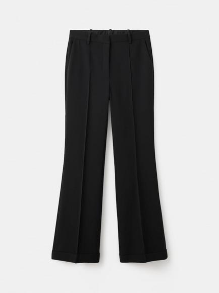 Mango Cuffed Hem Mid Rise Flare Trousers, Black, Black
