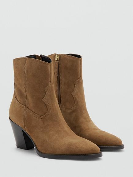Mango Botin Isabel Suede Block Heel Chelsea Boots, Tobacco - view 2, Tobacco