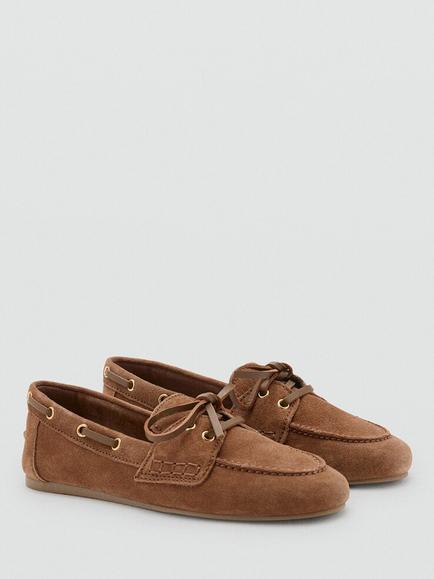 Mango Harbor Suede Moccasin Boat Shoes, Brown - view 2, Brown