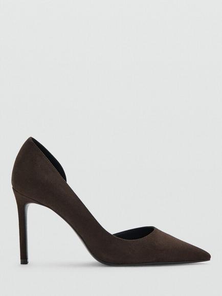 Mango Audrey Point Toe Stiletto Heel Court Shoes, Chocolate, Chocolate