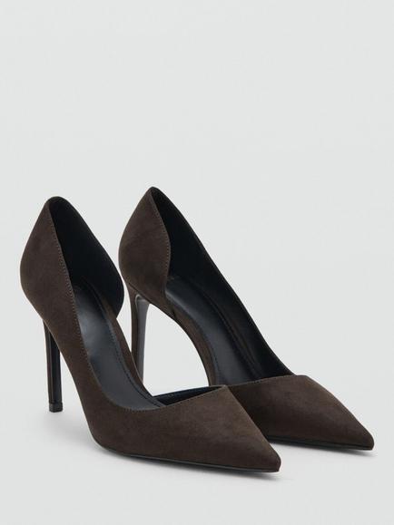 Mango Audrey Point Toe Stiletto Heel Court Shoes, Chocolate - view 2, Chocolate
