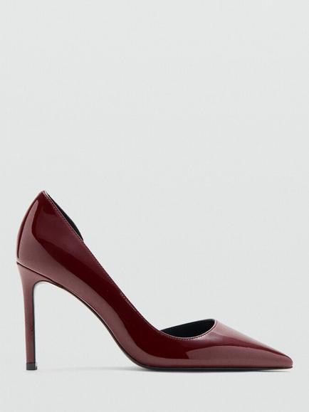 Mango Asymmetric Patent Court Shoes, Bordeaux