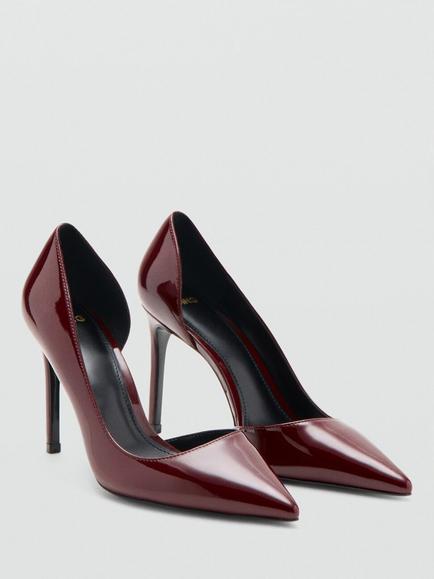 Mango Asymmetric Patent Court Shoes - view 2, Bordeaux
