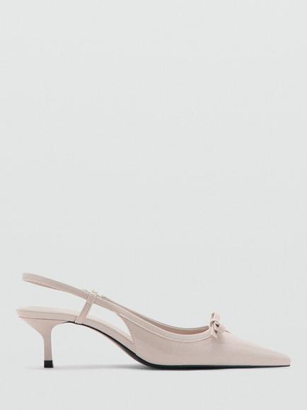 Mango Pointed Toe Kitten Heel Slingback Court Shoes, Raw, Raw